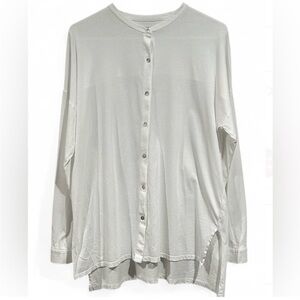 Eileen Fisher Organic Cotton Button-Front Minimalist Top Shirt